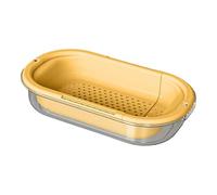 DimyFew Portable Over-the-Sink Drainer Bowl with Extendable Strainer And Basket, Effective Drainage Holes, And Dry Dish Drainer Set for Home Use, Yellow