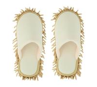 DimyFew Removable Mop Slippers, Floor Cleaning Slippers, Washable Mop Shoes, Dusting Shoes for Family, Balcony, Office, Beige