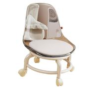 DimyFew Roller Seat Rolling Stool Multipurpose Shoe Changing with Backrest Stool Chair Pulley Stool for Fitness Library Salon Kitchen, White