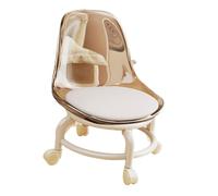 DimyFew Roller Seat Rolling Stool Multipurpose Shoe Changing with Backrest Stool Chair Pulley Stool for Fitness Library Salon Kitchen, Brown