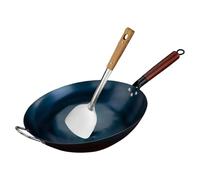 DimyFew Wok Pan Stir Fry Pan for Cooking Cooking Manual Forging Iron Pan Uncoated Nonstick Wok Round Bottom Wok, dia 40cm
