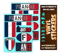 DIN 3864 Vinyl Sticker Flag Countries Pendant Motorcycle Sticker Weatherproof Scooter Helmet Car Scooter Tank UV-Resistant Decoration Vehicles Self-Adhesive (France, Set-14)
