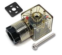 DIN 43650 Type-A 3 Prong Connector Plug with LED Indicator for Solenoid Valve Coil, Compatible with Both 12V and 24V…