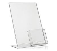 DIN A4 Advertising Stand/L Stand/L Stand with Extra DIN A6 / DIN Long (DL) Compartment as Table Stand Made of Original Plastic Glass