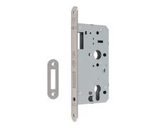 DIN Euro Deadlock Mortice Door Lock High Security Steel Lock Case for Euro Profile Cylinder Timber Doors (Radius, Satin Stainless Steel, 60mm)