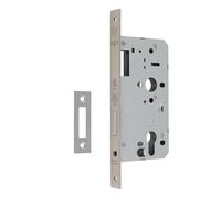 DIN Euro Deadlock Mortice Door Lock High Security Steel Lock Case for Euro Profile Cylinder Timber Doors (Square, Satin Stainless Steel, 60mm)