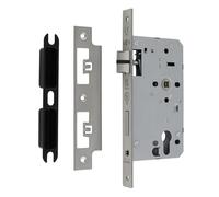 DIN Euro Escape Lock Mortice Door Lock Emergency Exit Function Steel Lock Case for Euro Profile Cylinder Doors (Square, Satin Stainless Steel)