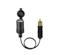 DIN Hella Plug to Cigarette Lighter Socket Adapter 12V/24V, European Male Powerlet Plug Converter for BMW Triumph Ducati Motorcycles, Waterproof Car Accessory Outlet with 18AWG Cable (Black 1 PCS)