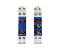 Din Rail 18 mm Voltage Current HZ Meter AC 80-500V 110V 220V 380V 100A Modular Voltmeter Ammeter LED Indicator Digital Volt Tester with CT (V+A+HZ)