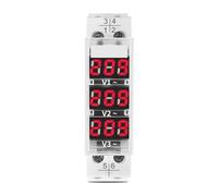 Din Rail 18mm Voltage Meter AC 40-500V 220V 380V Single Three Phase Modular Voltmeter Indicator LED Digital Display Detector(Transparent)