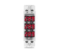 DIN Rail 18mm Voltage Meter AC 40-500V 220V 380V Single Three Phase Modular Voltmeter Indicator LED Digital Display Detector(Transparent)