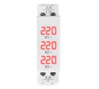 Din Rail 18mm Voltage Meter AC 40-500V 220V 380V Single Three Phase Modular Voltmeter Indicator LED Digital Display Detector(Not Transparent)