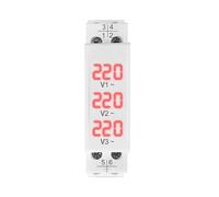 Din Rail 18mm Voltage Meter AC 40-500V 220V 380V Single Three Phase Modular Voltmeter Indicator LED Digital Display Detector(Not Transparent)