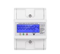 DIN Rail 3 Phase 4 Wire Electronic Wattmeter Power Consumption Meter 5-80A 380V AC 50Hz LCD Backlight 1Pcs Automatic switch