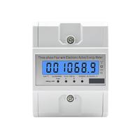 Din Rail 380V 3 Phase 4 Wire Meter Power Consumption Monitor kWh Meter Wattmeter 100A AC 50Hz 60Hz LCD Backlight EKFBQBGW(3x230V or 400V)