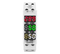 Din Rail 3in1 Single Phase ampere voltage frequency Meter Ac 0-99Hz 100A voltmeter Indicator LED Digital Display 110V 230V(Transparent)
