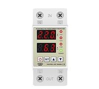 Din Rail Adjustable Over Voltage Current and Under Voltage Protector 40A 63A 220V 230V Surge Protector Relay Current Protection Automatic switch (Size : 80A)