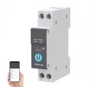 Din Rail Circuit Breaker Smart WIFI Switch Wireless Mobile Phone Remote Control 3 Timing Modes Function for Household Appliances for Smart Home Compatible with Alexa Google Home TUYA App (16A)