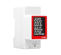 Din Rail Digital Electricity Meter with LCD Display, Measures AC Voltage Current Active Power Energy kWh, Backlight Control, Reset Function