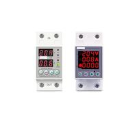 Din Rail Dual Display Adjustable Over Under Voltage Current Protective Device Protector Relay 40A 63A 80A 100A 220V 230V(V A Kwh type,L N 230V 80A)