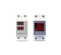 Din Rail Dual Display Adjustable Over Under Voltage Current Protective Device Protector Relay 40A 63A 80A 100A 220V 230V 1Pcs(L N 230V 80A,V A Kwh type)