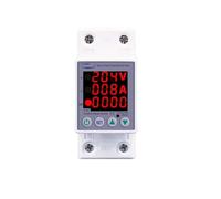 DIN Rail Dual Display Adjustable overvoltage Current and undervoltage Protection Device Protector Relay 40A 63A 80A 220V(L N 110v 60a,V A Kwh type)