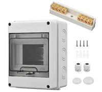 DIN Rail Enclosure, Consumer Unit Box IP65 Waterproof, DIN Rail Box 5 Module, With 4 Terminals, 2 Connectors, Suitable for Outdoor Gardens, Farms, Charging Stations, Wet Rooms