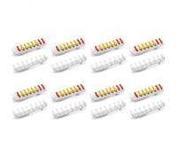 DIN Rail Holder Suitable for Wago Plug-In Terminals 2273-202, 2273-203, 2273-204, 2273-205 - DIN 35 mm Mounting Rail, Rigid 9-Way Socket, Pack of 8, PETG White, Made in Germany