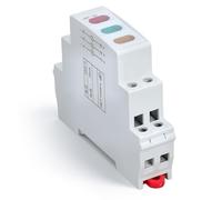 DIN Rail Indicator, Din Rail Push Button Light Red Yellow Green LED Indicator Lamp DIN Rail Mounted Pushbutton Switch for Magnetic Starter Contactor AC DC 230Voltage