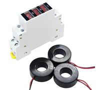 Din Rail Mount Three Phase Ampere Meter Ac 80-500V 100A Modular Ammeter Gauge Indicator LED Digital Display