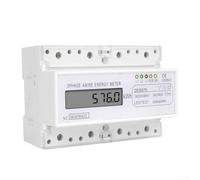 DIN Rail Mount Three Phase Four Wire Digital Energy Meter with LCD Display, 12 Times Overload Capacity kWh Power Counter for Household Commercial Solar Power Installation