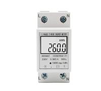 Din-rail Power Energy Meter 5-80A LCD Backlight Digital Display Single Phase Electronic Energy KWh Meter Voltmeter Ammeter Volt(With Backlight)