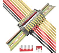 Din Rail Terminal Block Kit, 10 pcs Yellow Quick Connection Terminal with Marker Strips,Securing clipand, Guide Rail and Connection bar, CTRICALVER Universal DIN Rail Connectors