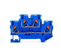 Din Rail Terminal Block PTTB-2.5 Electrical Connector Double Layer Spring Wiring Connection Wire Conductor Screwless Type 10Pcs(Blue)