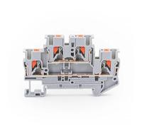 Din Rail Terminal Block PTTB-2.5 Electrical Connector Double Layer Spring Wiring Connection Wire Conductor Screwless Type 10Pcs(Gray)