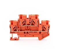 Din Rail Terminal Block PTTB-2.5 Electrical Connector Double Layer Spring Wiring Connection Wire Conductor Screwless Type 10Pcs(Orange)
