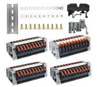 DIN Rail Terminals, 40 Pieces, DIN Rail Clamps, Connection Terminals, Terminal Block Kit with Digital Marking Strips, Rail, Screw, Fixed Base, Parallel Bars for Fixed Cables
