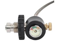 DIN Valve Scuba Adapter with Gauge, 300bar High Pressure, Large to Small Bottle Connection Valve with Long Air Hose for Air Tank, PCP AirTank, Scuba Fill, and HPA Tank