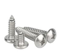 DIN7049 M1M1.4 M1.7 M2 M3 M4 M5 M6M8 304 Stainless Steel Slot Round Head Self-Tapping Screw Button Pan Head Cross Wood Screw(6mm,M4 50pcs)