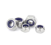 DIN985 M2 M3 M4 M5 M6 M8 M10 M12 M14 M16 M18 M20 M24 M27 M30 304 Stainless Steel Hex Nylon Insert LockNuts Self-Locking Lock Nut(M4 (50pcs))