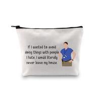 Dina Super Store TV Show Inspired Makeup Bag TV Show Fans Gift Salesperson Gift Cowoker Zipper Pouch (Literally Never Leave My House ku)