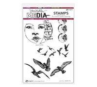 Dina Wakley Adhesive Rubber Stamps - 6" x 9" - Craft Stamp for Mixed Media Projects, Scrapbooking and Card Making, Let it Fly