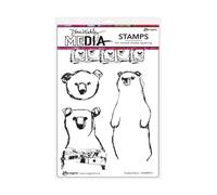 Dina Wakley Media Cling Stamps 6"x9" - Scribbly Bears MDR89872