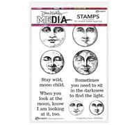 Dina Wakley Media Cling Stamps 6"x9" - Vintage Moon Faces MDR87823