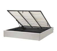 Beliani Ottoman Bed Fabric Dinan 180 X 200 Cm Eu Super King Light Grey, Grey