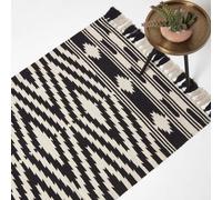 Homescapes Dinan Black & White Kilim Cotton Rug Black 160cm x 230cm