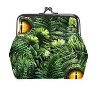 Dinasour Tropical Green Women’s PU Leather Coin Wallets Girls Mini Buckle Coin Purse Pouch