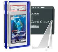 Dinavio Crafthouse PSA Graded Card Display Acrylic Case for Standard PSA and CGC Slabs - Slab Case - PSA Card Case - Graded Card Display Case - Updated Dimensions - Stand Included (Blue Border)