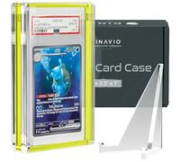 Dinavio Crafthouse PSA Graded Card Display Acrylic Case for Standard PSA and CGC Slabs - Slab Case - PSA Card Case - Graded Card Display Case - Updated Dimensions - Stand Included (Yellow Border)