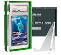 Dinavio Crafthouse PSA Graded Card Display Acrylic Case for Standard PSA and CGC Slabs - Slab Case - PSA Card Case - Graded Card Display Case - Updated Dimensions - Stand Included (Green Border)